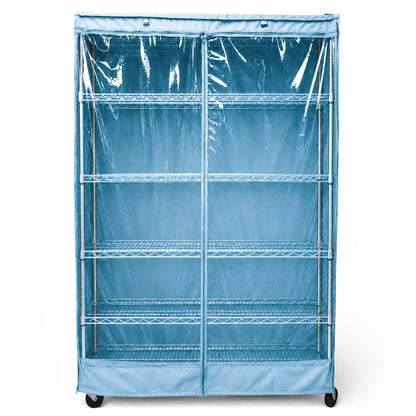 Storage Shelving Unit Cover, fits racks 48"W x 18"D x 72"H one side see through panel in Glacier Blue - Formosa Covers