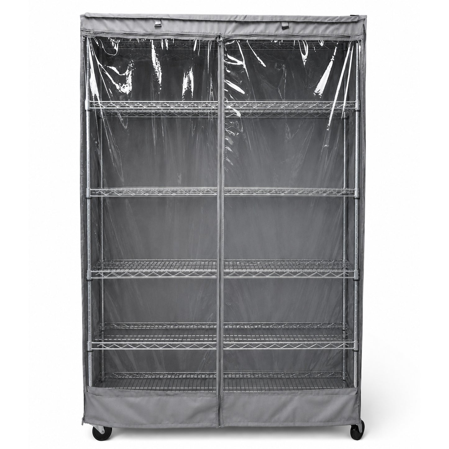 Storage Shelving Unit Cover, fits racks 48"W x 18"D x 72"H in Grey with see through PVC Panel - Formosa Covers