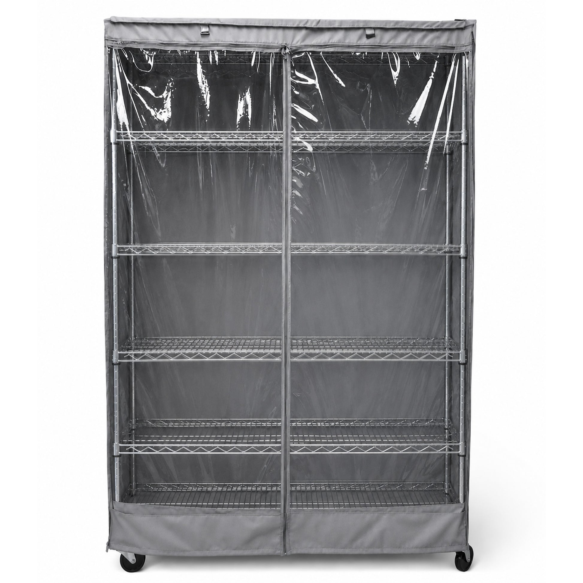 Storage Shelving Unit Cover, fits racks 48"W x 18"D x 72"H in Grey with see through PVC Panel - Formosa Covers