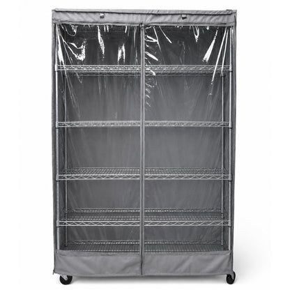 Storage Shelving Unit Cover, fits racks 48"W x 18"D x 72"H in Grey with see through PVC Panel - Formosa Covers