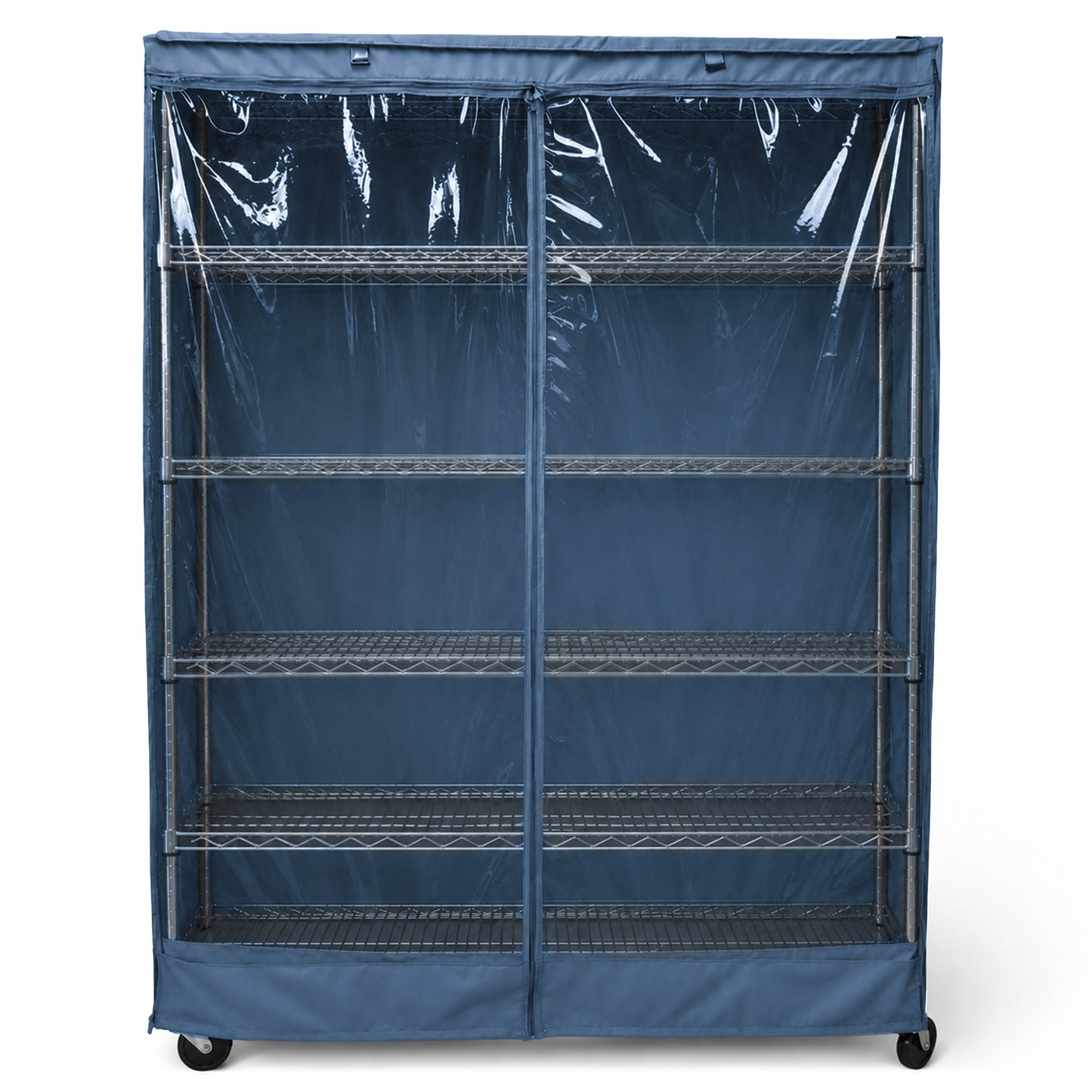 Storage Shelving Unit Cover, fits racks 48"W x 24"D x 72"H one side see through panel in Dusty Blue