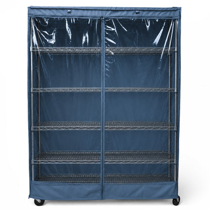 Storage Shelving Unit Cover, fits racks 48"W x 24"D x 72"H one side see through panel in Dusty Blue
