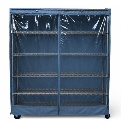 Storage Shelving Unit Cover, fits racks 60"W x 24"D x 72"H one side see through panel in Dusty Blue