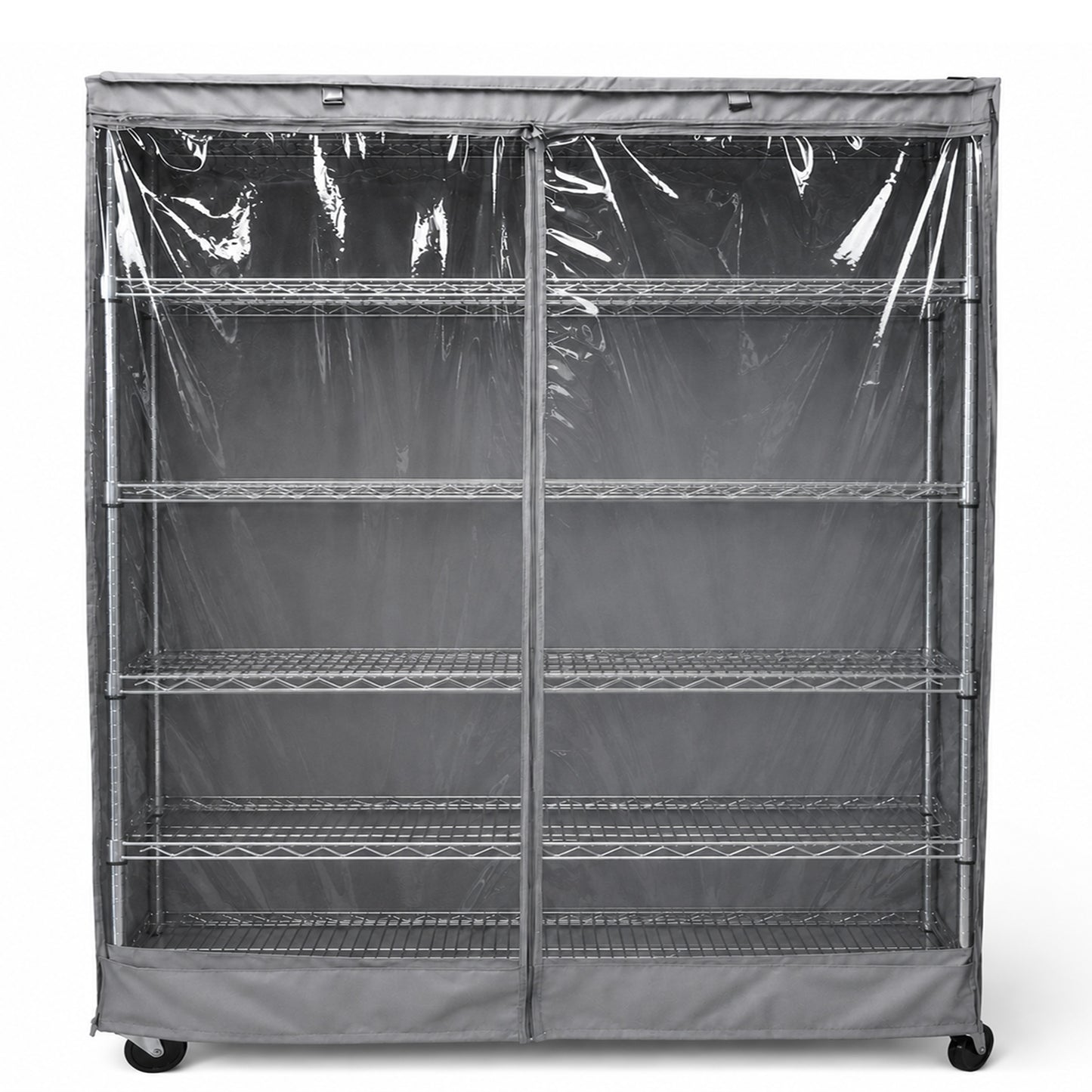 Storage Shelving Unit Cover, fits racks 72"W x 24"D x 75"H one side see through panel in Grey - Formosa Covers