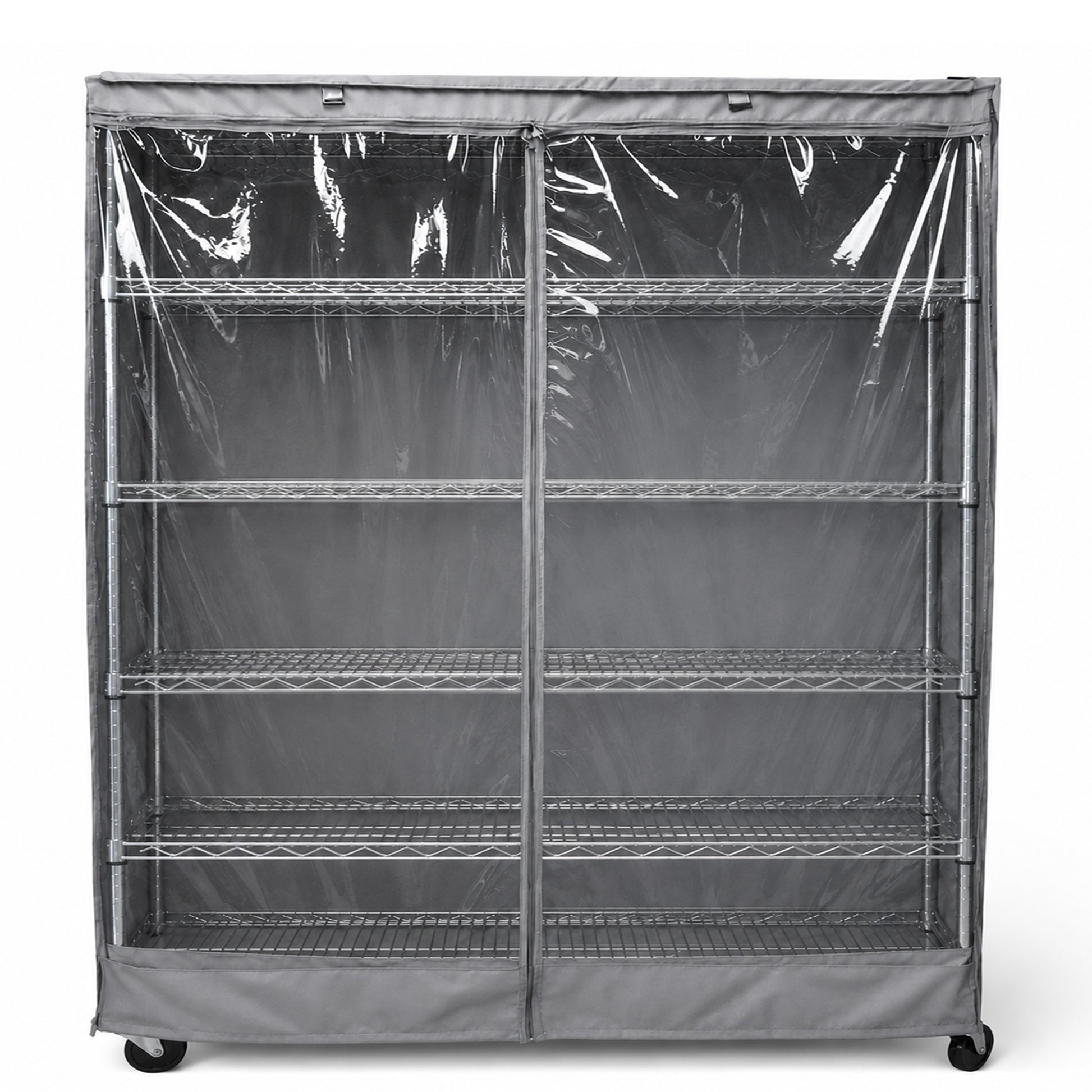 Storage Shelving Unit Cover, fits racks 72"W x 24"D x 75"H one side see through panel in Grey - Formosa Covers