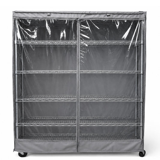 Storage Shelving Unit Cover, fits racks 72"W x 24"D x 75"H one side see through panel in Grey - Formosa Covers