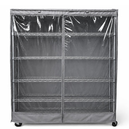 Storage Shelving Unit Cover, fits racks 60"W x 24"D x 72"H one side see through panel in Grey - Formosa Covers