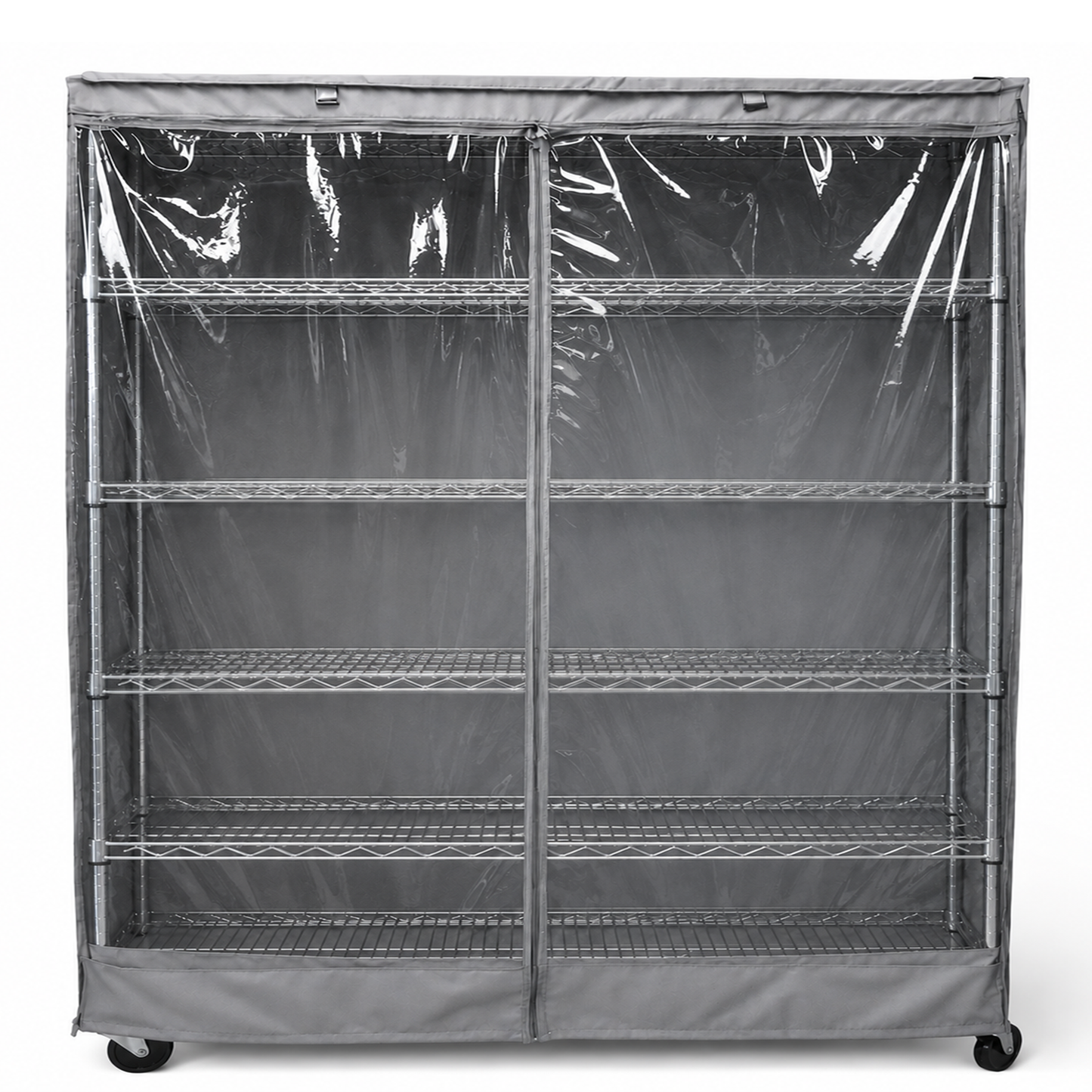 Storage Shelving Unit Cover, fits racks 72"W x 18"D x 72"H one side see through panel in Grey - Formosa Covers