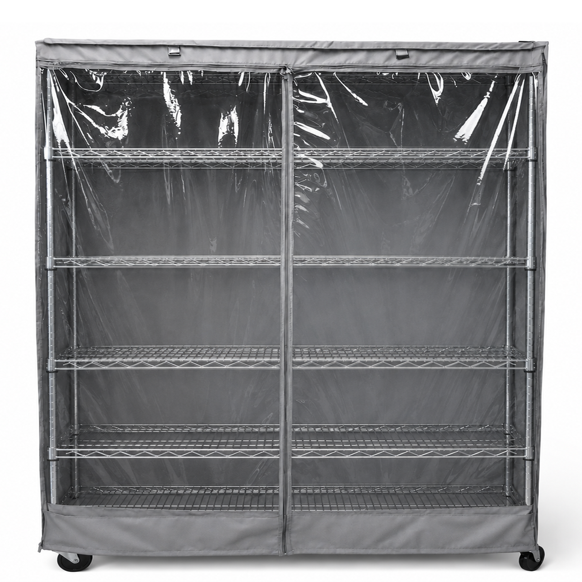 Storage Shelving Unit Cover, fits racks 72"W x 18"D x 72"H one side see through panel in Grey - Formosa Covers