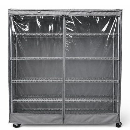 Storage Shelving Unit Cover, fits racks 72"W x 18"D x 72"H one side see through panel in Grey - Formosa Covers