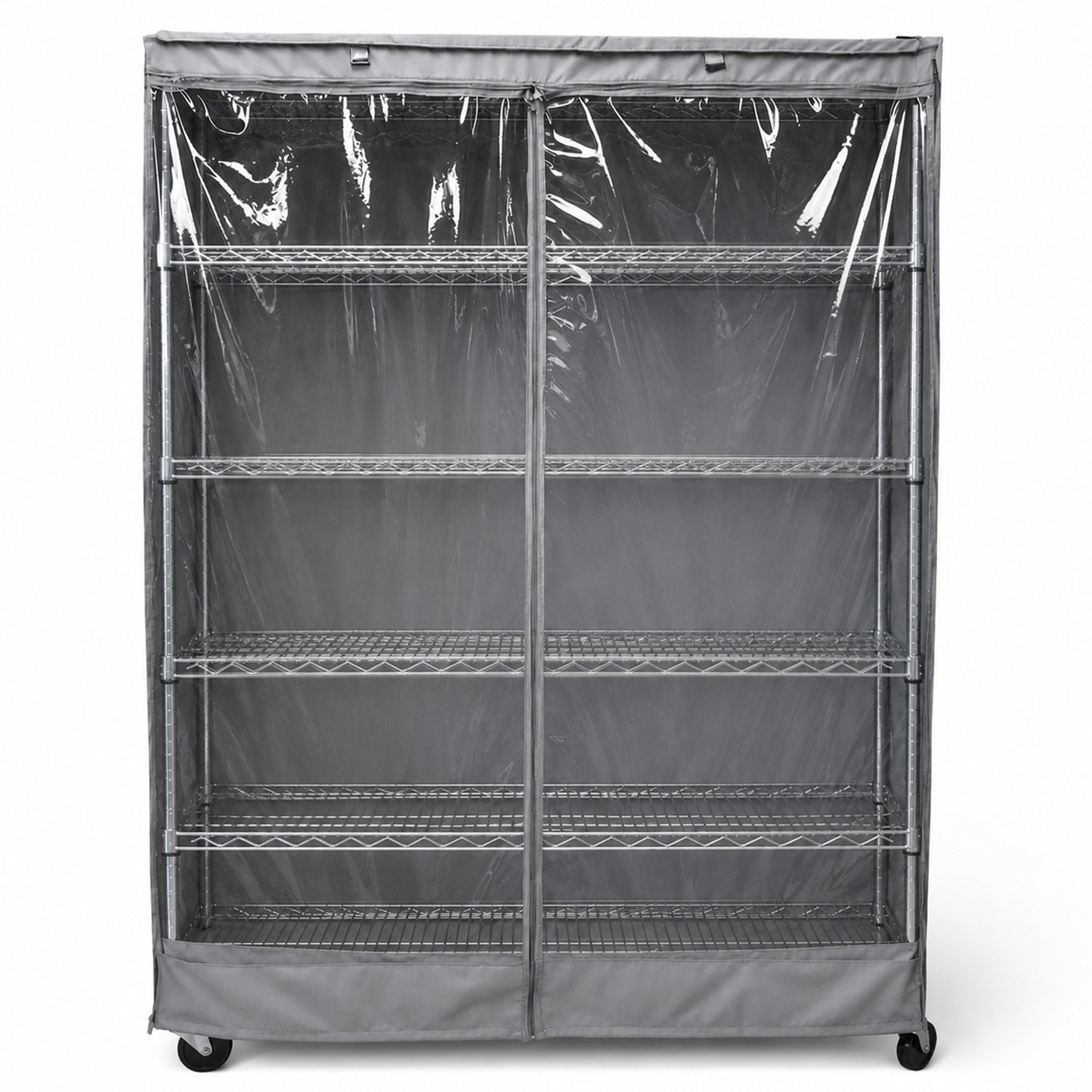 Storage Shelving Unit Cover, fits racks 48"W x 24"D x 72"H one side see through panel in Grey - Formosa Covers