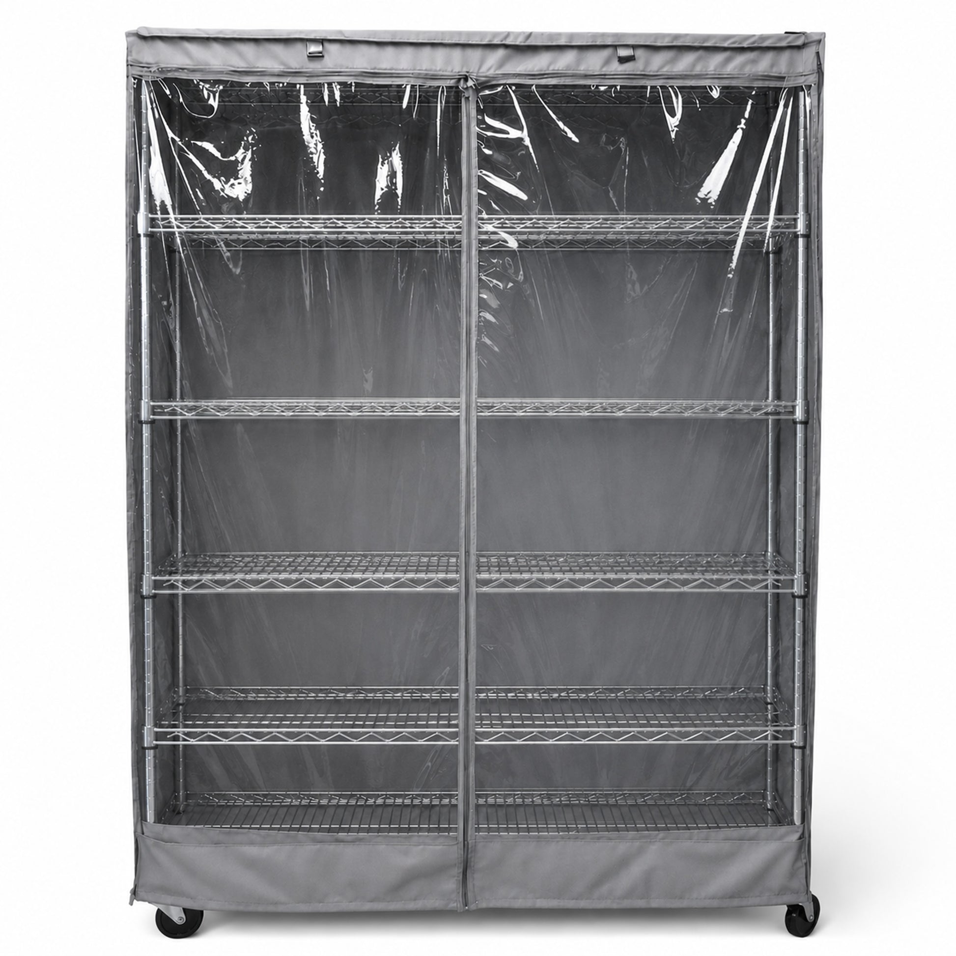 Storage Shelving Unit Cover, fits racks 48"W x 24"D x 72"H one side see through panel in Grey - Formosa Covers