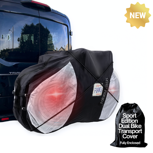 Lightweight dual bike rack cover made of dual-layer PU fabric for 1-2 bikes or e-bikes, with waterproof and flexible protection