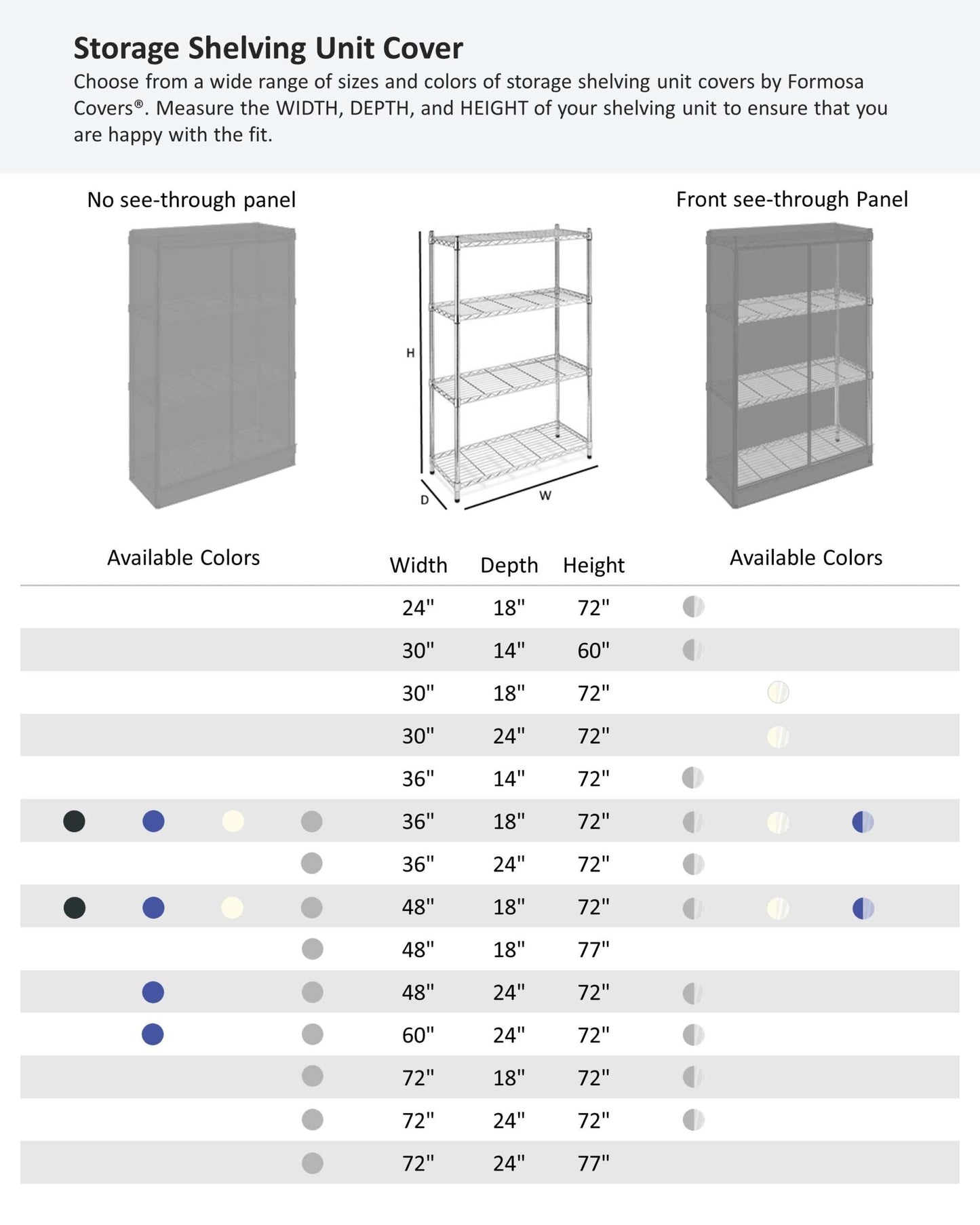 Grey wire shelving cover with see-through PVC panel, 36x18x62 inches, protects against dust and debris.