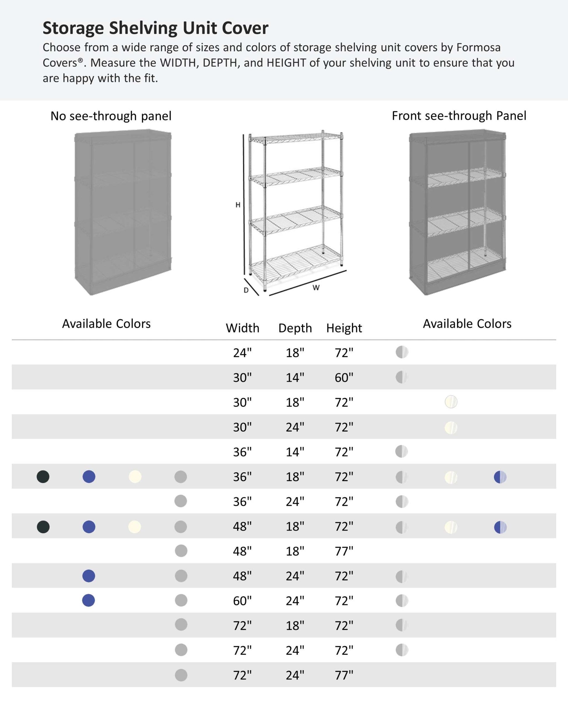 Storage Shelving Unit Cover, fits racks 48"W x 24"D x 72"H one side see through panel in Grey - 6 Pack - Formosa Covers