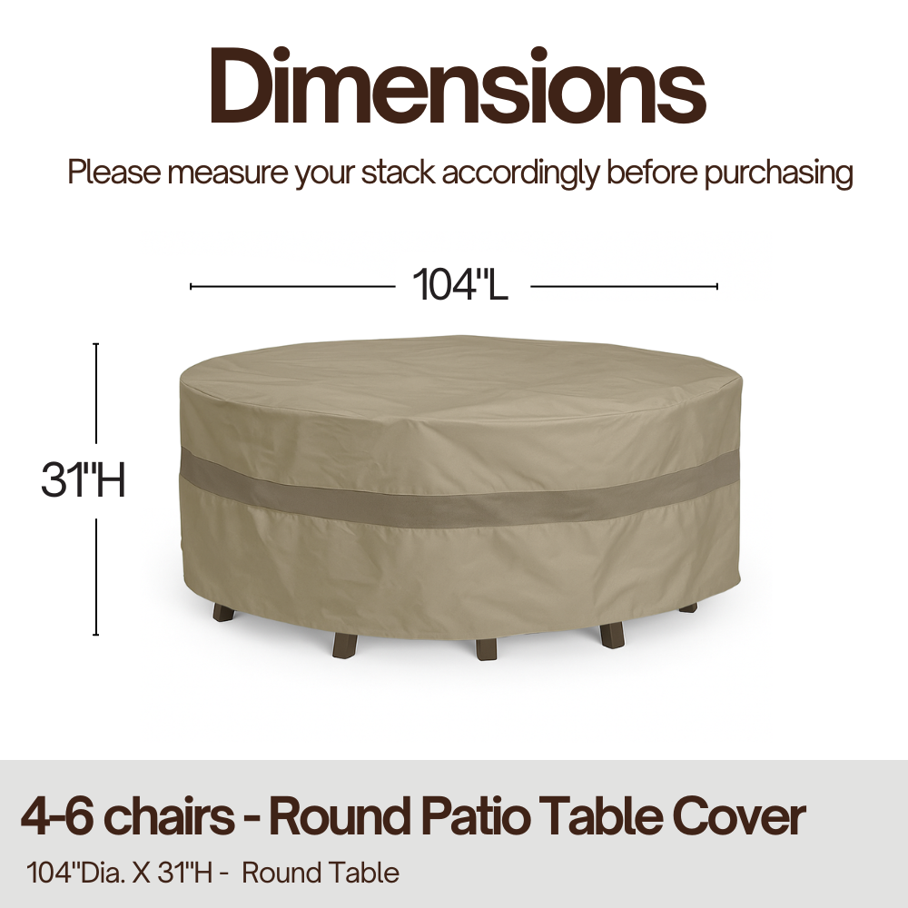 Patio Conversation Set Cover For Round Table 104"Dia. X 31"H Classic Taupe - Formosa Covers