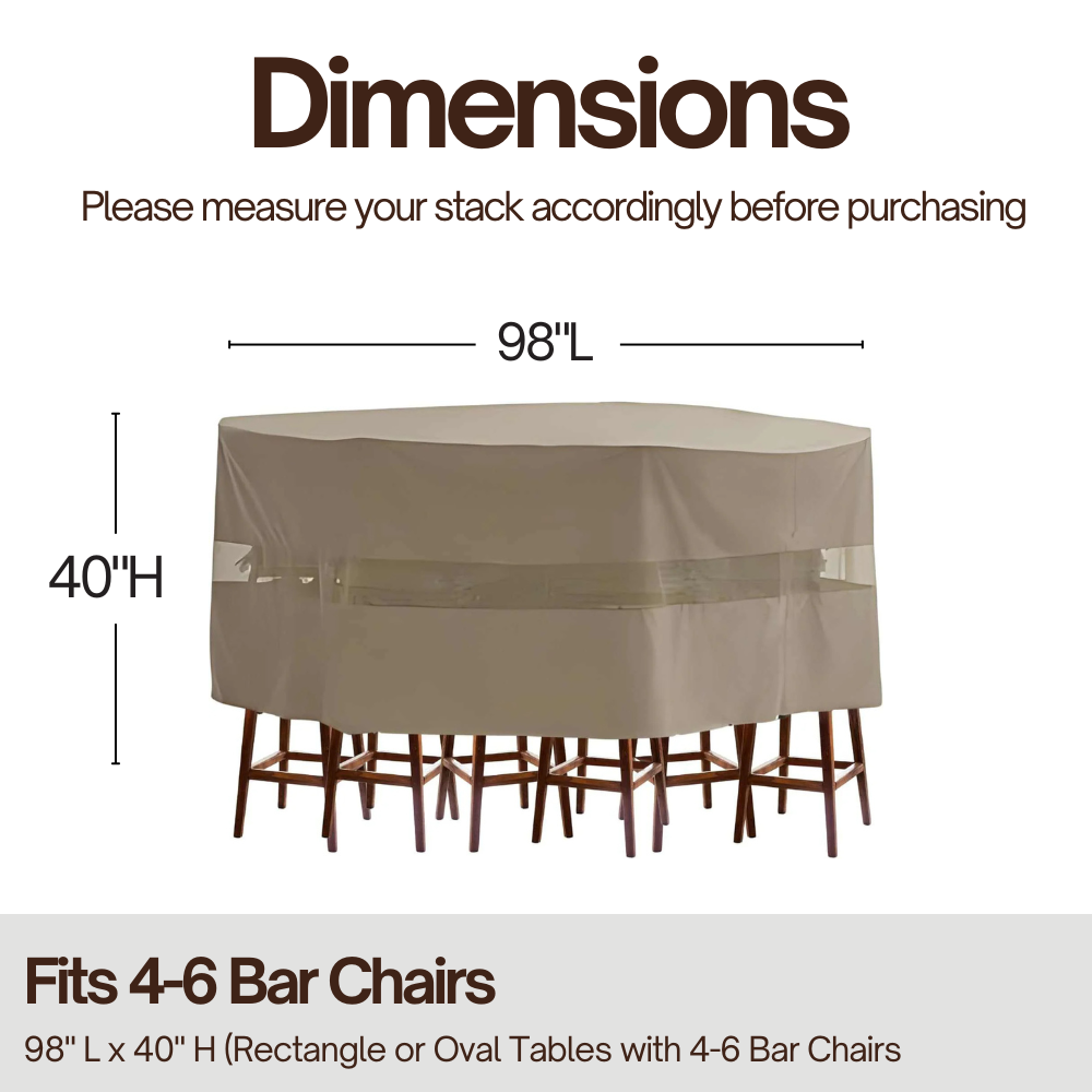 Patio Bar Height Dining Set Cover 98"Dia./L x 41"H Classic Taupe - Formosa Covers