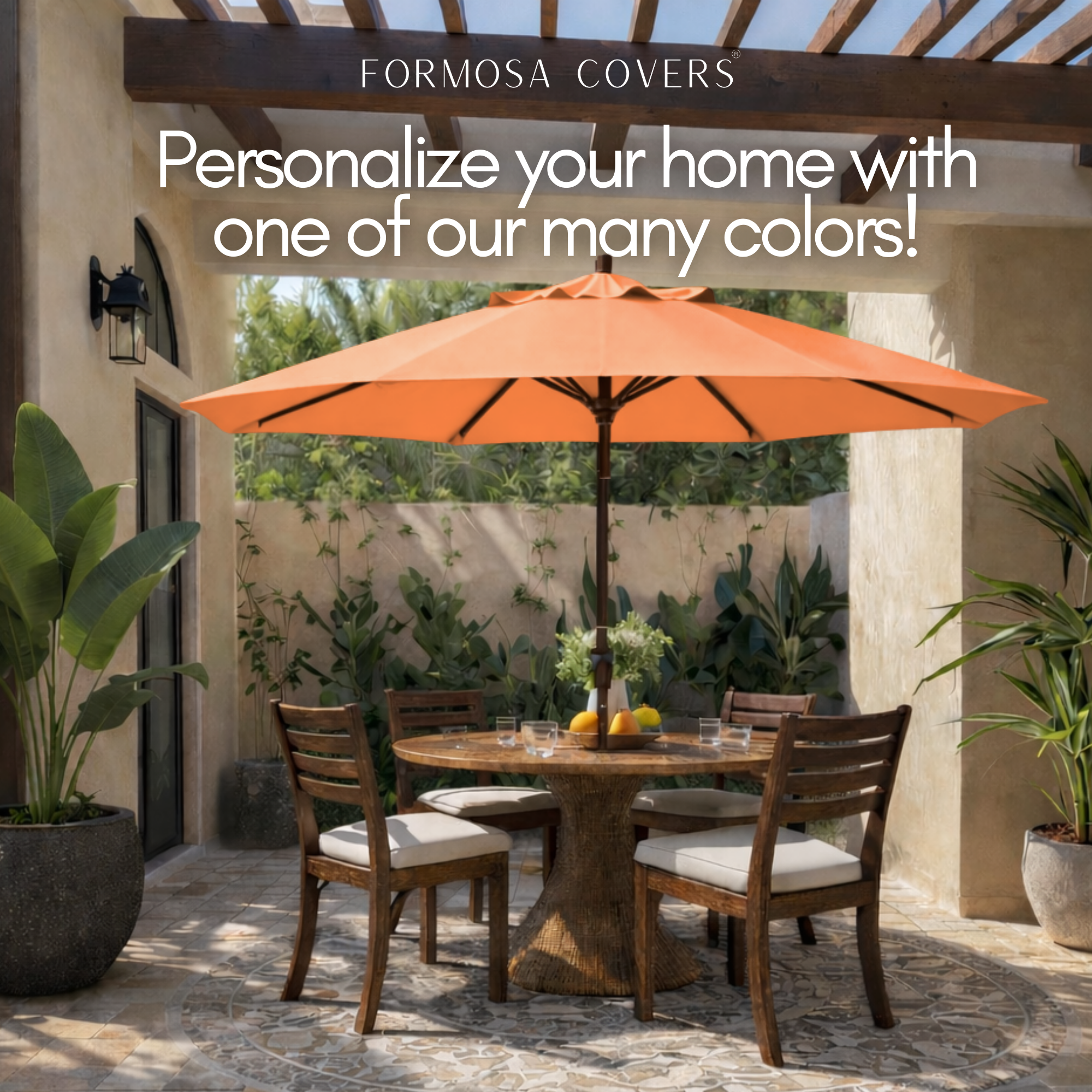 9ft Market Patio Umbrella 8 Rib Replacement Canopy Tangerine - Formosa Covers