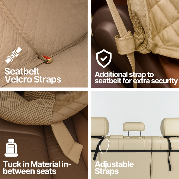 Car Seat Luxury Bench Cover For Dogs and Pets Taupe