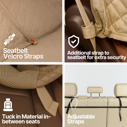 Car Seat Luxury Bench Cover For Dogs and Pets Taupe