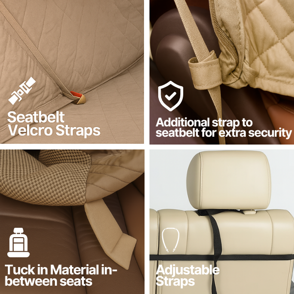 Pet Single Car Seat Cover with Floor Coverage Taupe
