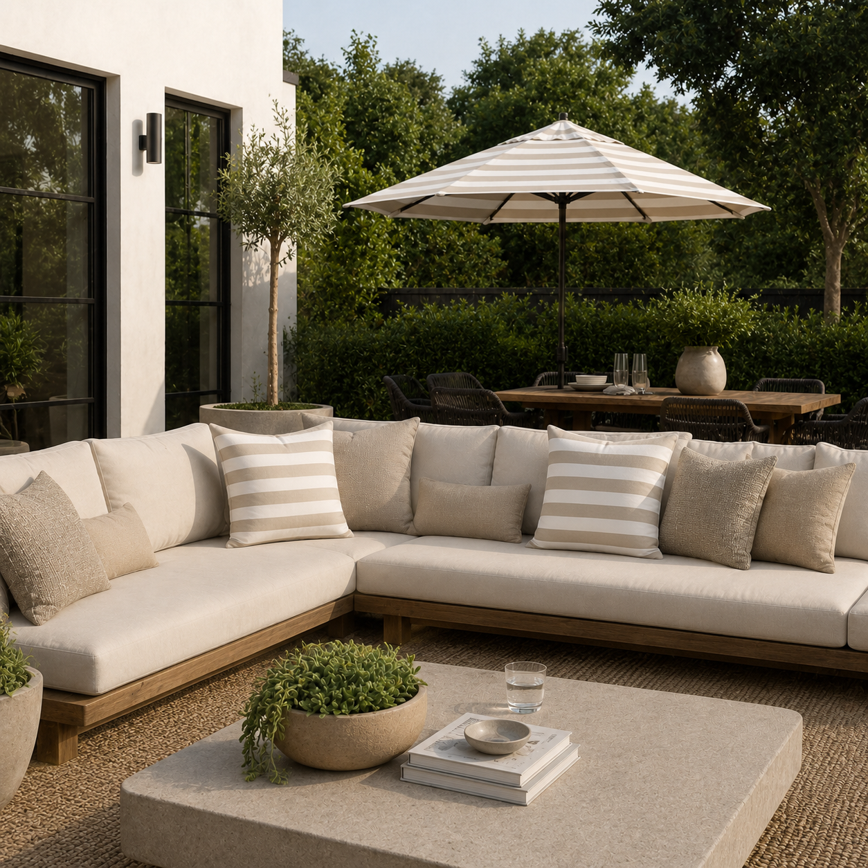 [SHIPS BY 6/16/26] Outdoor Patio Pillow Cover in Cabana Beige Stripe Olefin (2 Pack)