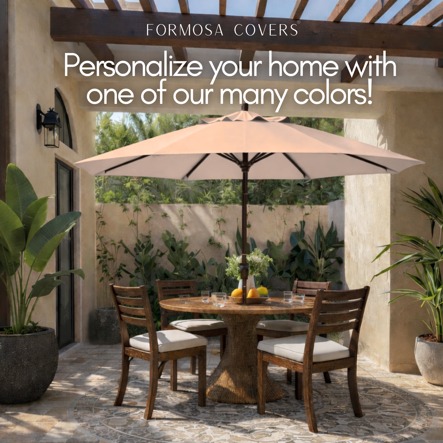 9ft Market Patio Umbrella 8 Rib Replacement Canopy Taupe - Formosa Covers