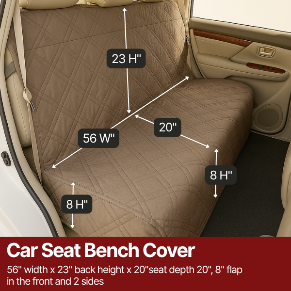 Car Seat Bench Cover For Dogs and Pets Taupe