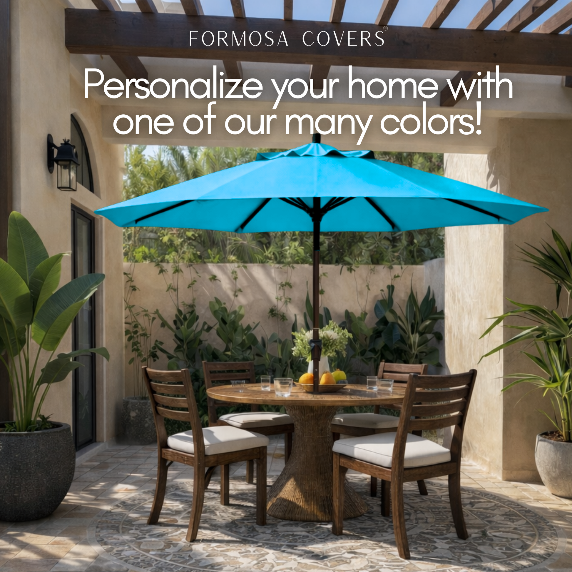 9ft Market Patio Umbrella 8 Rib Replacement Canopy Teal - Formosa Covers