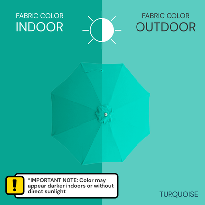 9ft Market Patio Umbrella 8 Rib Replacement Canopy Turquoise Olefin - Formosa Covers