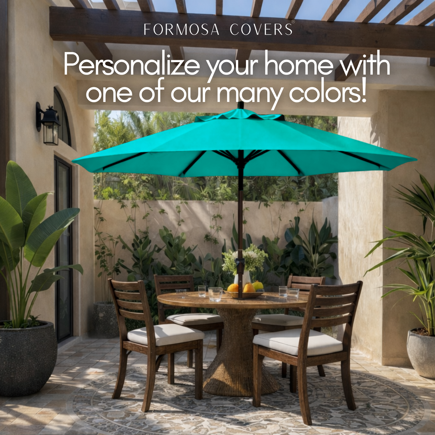 9ft Market Patio Umbrella 8 Rib Replacement Canopy Turquoise Olefin - Formosa Covers