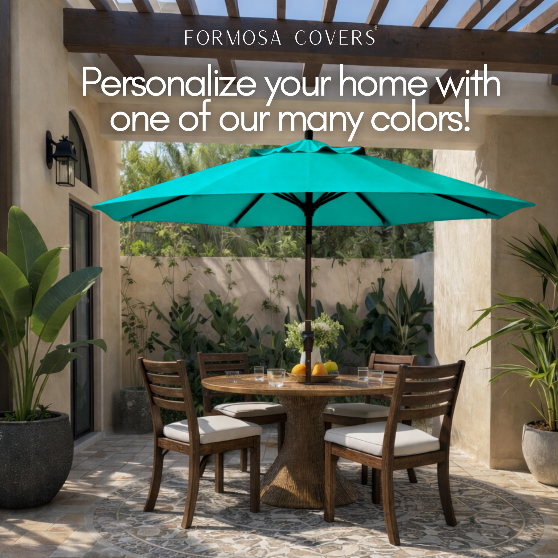 9ft Market Patio Umbrella 8 Rib Replacement Canopy Turquoise Olefin - Formosa Covers