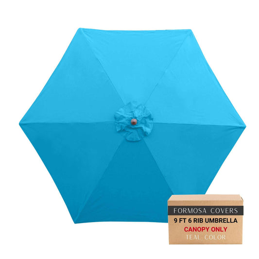 9ft teal market patio umbrella replacement canopy, 6 rib design.