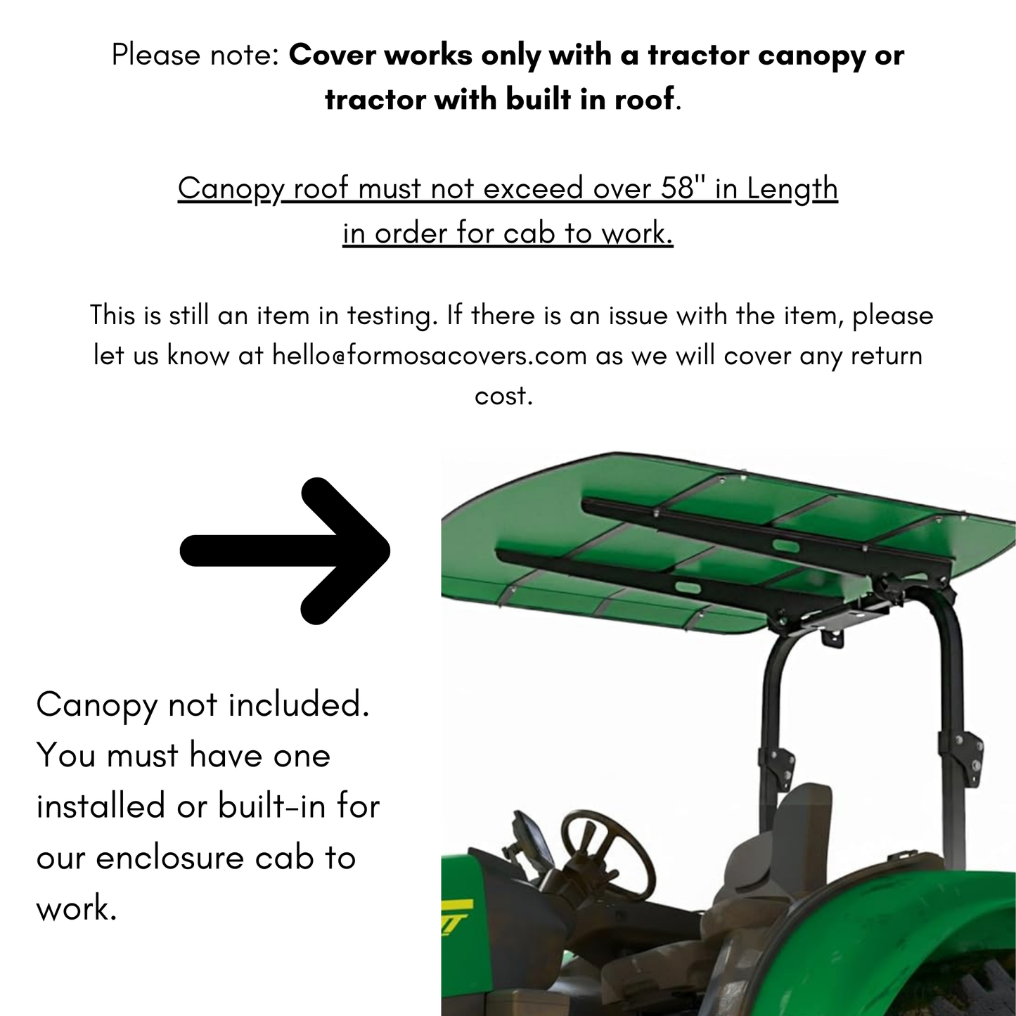 Tractor Enclosure Cab for Cold Weather & Rain Protection (Tractor Canopy Required) - Formosa Covers