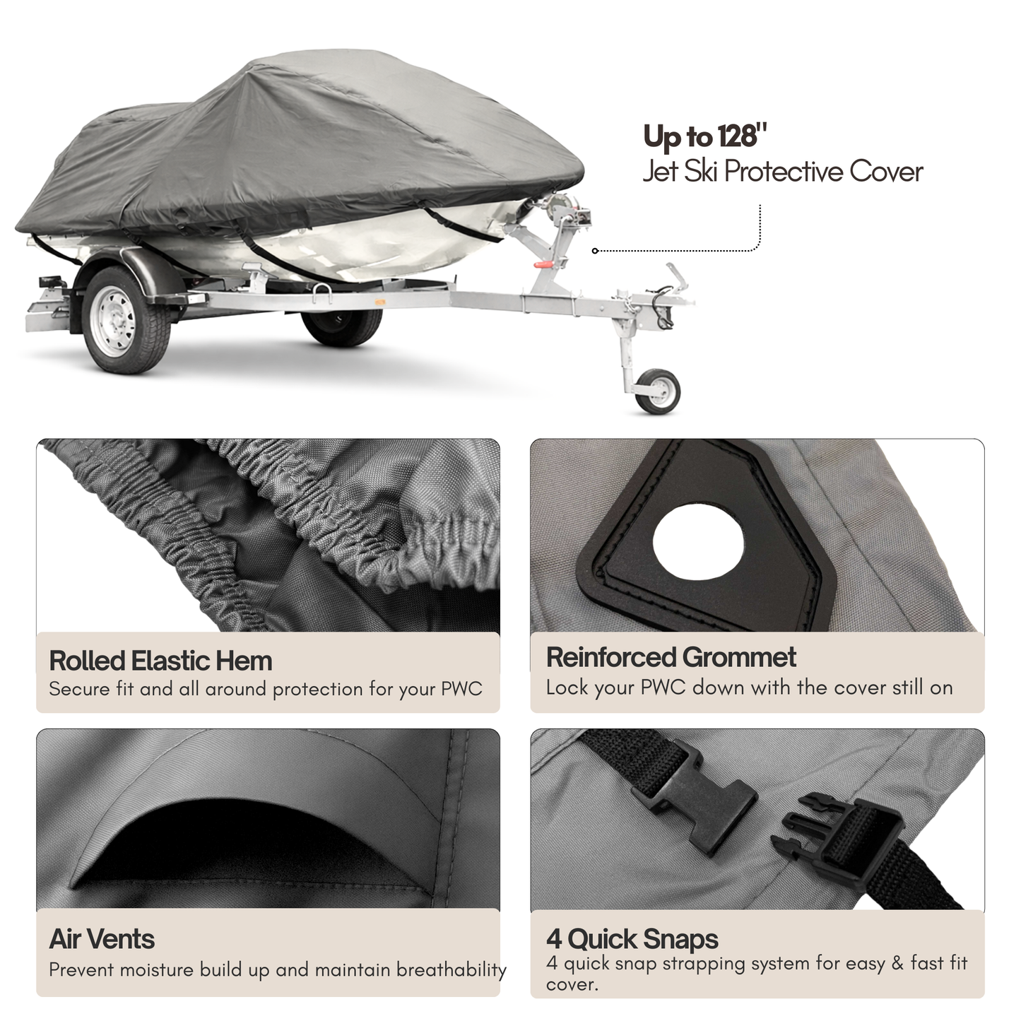 Jet Ski Personal Watercraft Cover fits up to 128"L - Formosa Covers