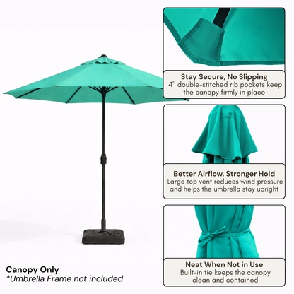 9ft Market Patio Umbrella 6 Rib Replacement Canopy Turquoise Olefin - Formosa Covers