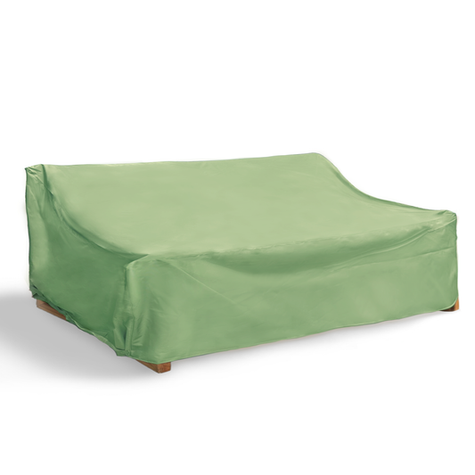 Patio outdoor large sofa cover in Aspen green, fits up to 93" length, weather-resistant.