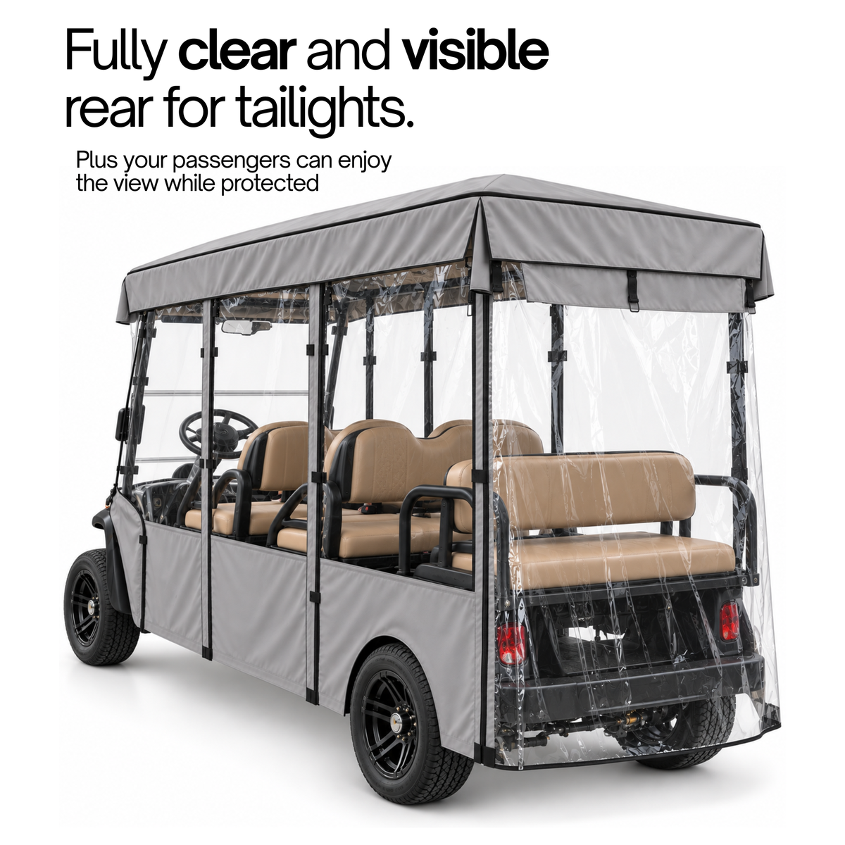 6 Passenger Driving Enclosure Golf Cart Cover fits EZGO 4+2 Bench - Formosa Covers