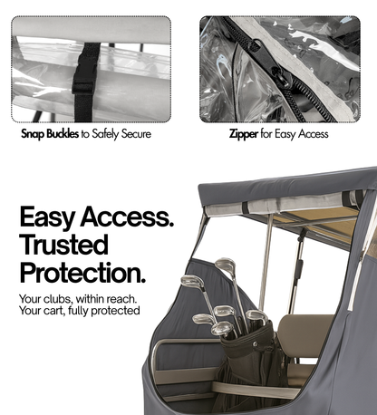 2+2 Passenger Golf Cart Driving Enclosure Cover (4 Passenger Short Roof 58") Grey - Formosa Covers