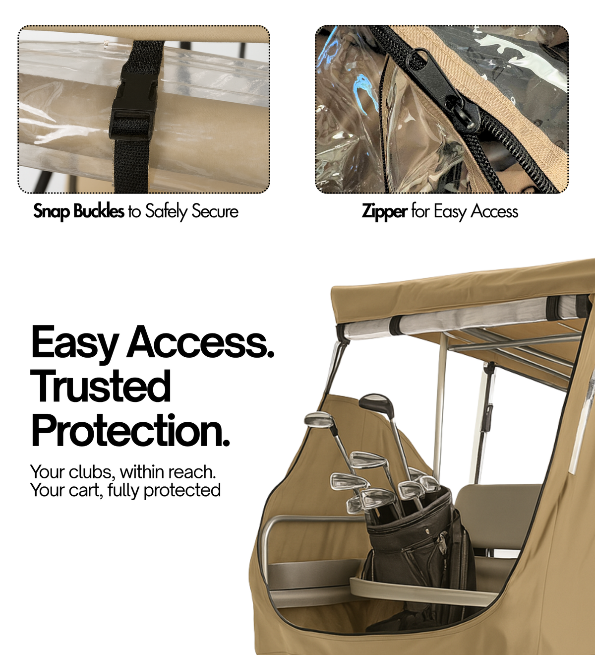 EZGO Golf Cart Enclosure, 2+2 Passenger with 58" Roof [Fits TXT, RXV, Valor, Medalist, Marathon]
