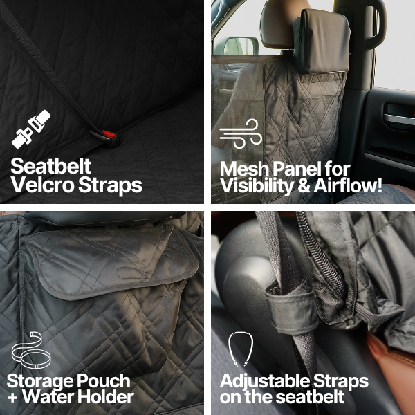 Pet Car Seat Hammock Cover with Mesh Window