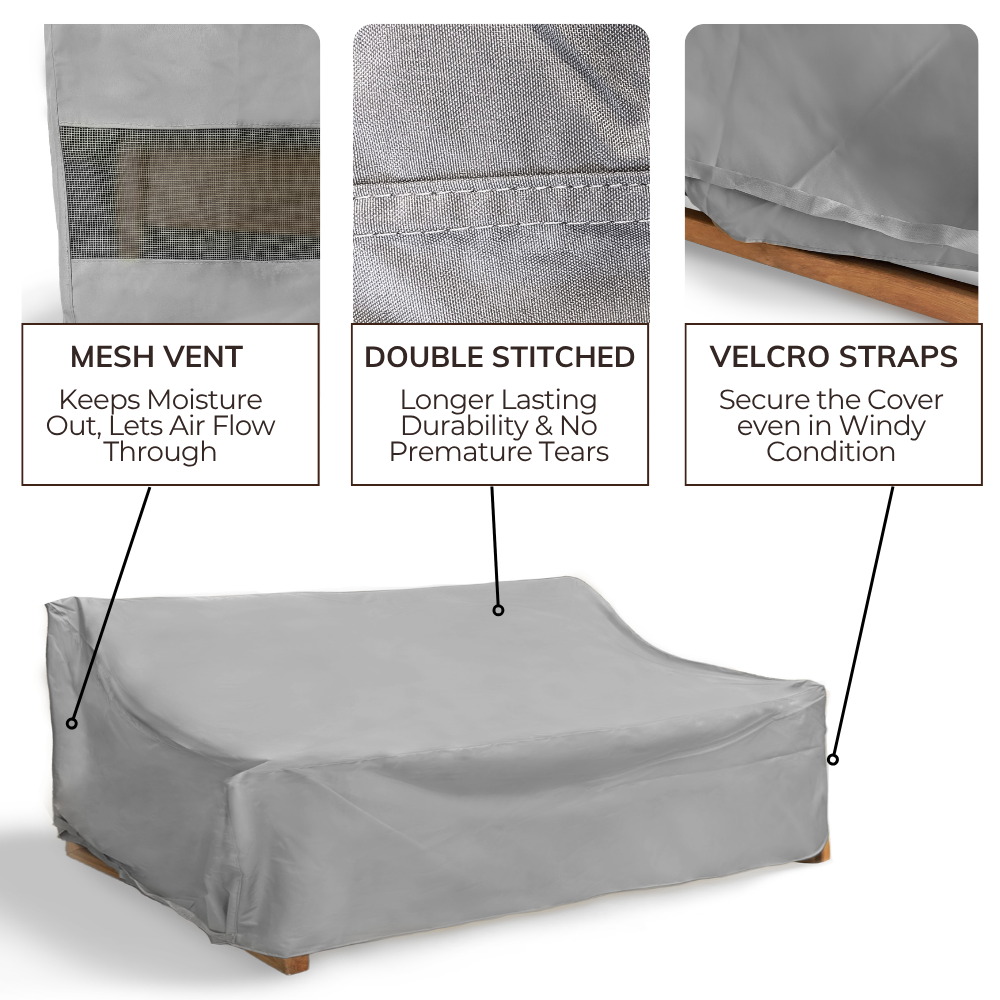 Patio Outdoor Large Sofa Cover Up to 93"L Reserve Grey