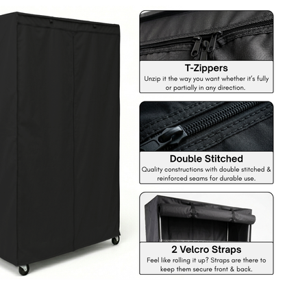 Storage Shelving Unit Cover, fits racks 48"W x 18"D x 72"H in Black - Formosa Covers
