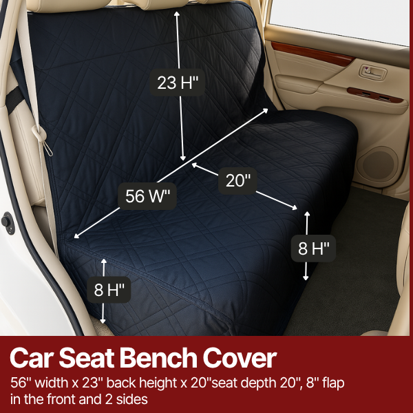Car Seat Bench Cover For Dogs and Pets Black Micro Velvet - Formosa Covers