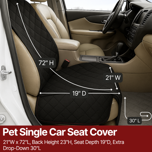 Pet Single Car Seat Cover with Floor Coverage Black