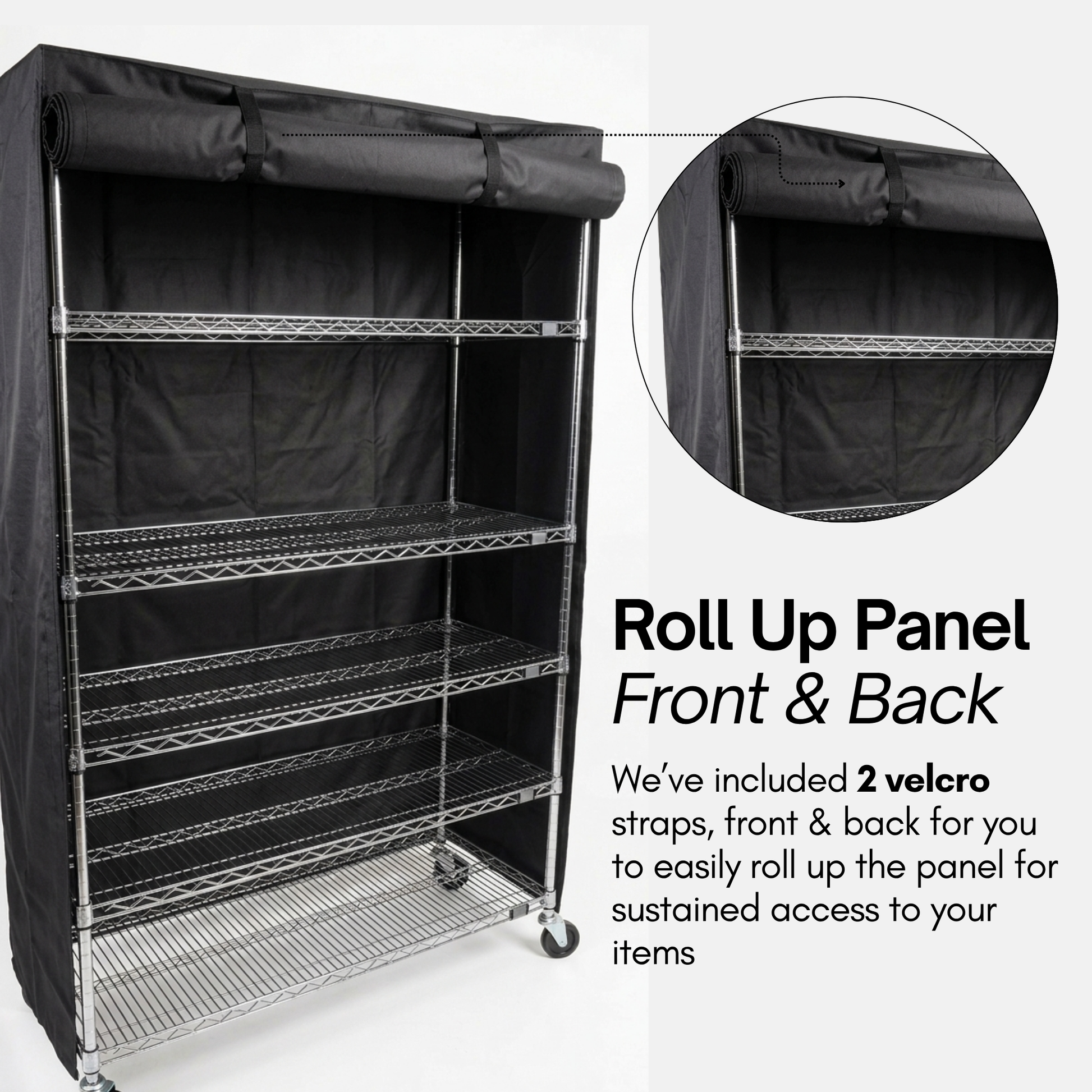 Storage Shelving Unit Cover, fits racks 48"W x 18"D x 72"H in Black - Formosa Covers
