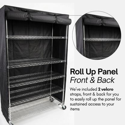 Storage Shelving Unit Cover, fits racks 48"W x 18"D x 72"H in Black - Formosa Covers