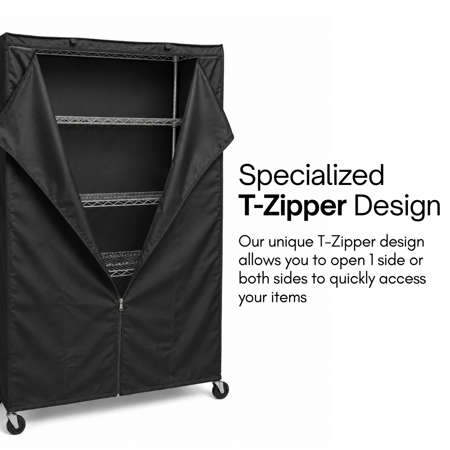 Storage Shelving Unit Cover, fits racks 48"W x 18"D x 72"H in Black - Formosa Covers