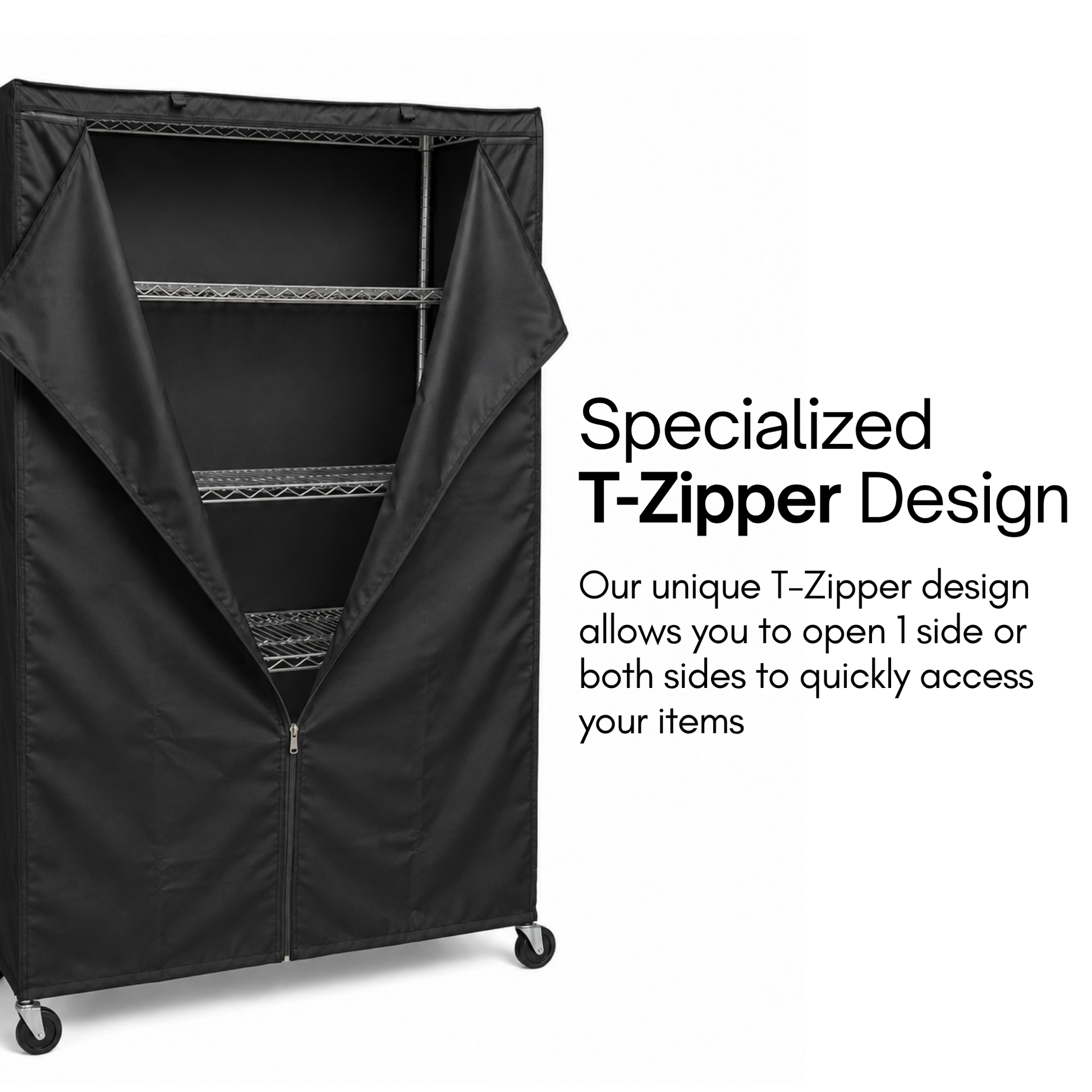 Storage Shelving Unit Cover, fits racks 48"W x 18"D x 72"H in Black - Formosa Covers