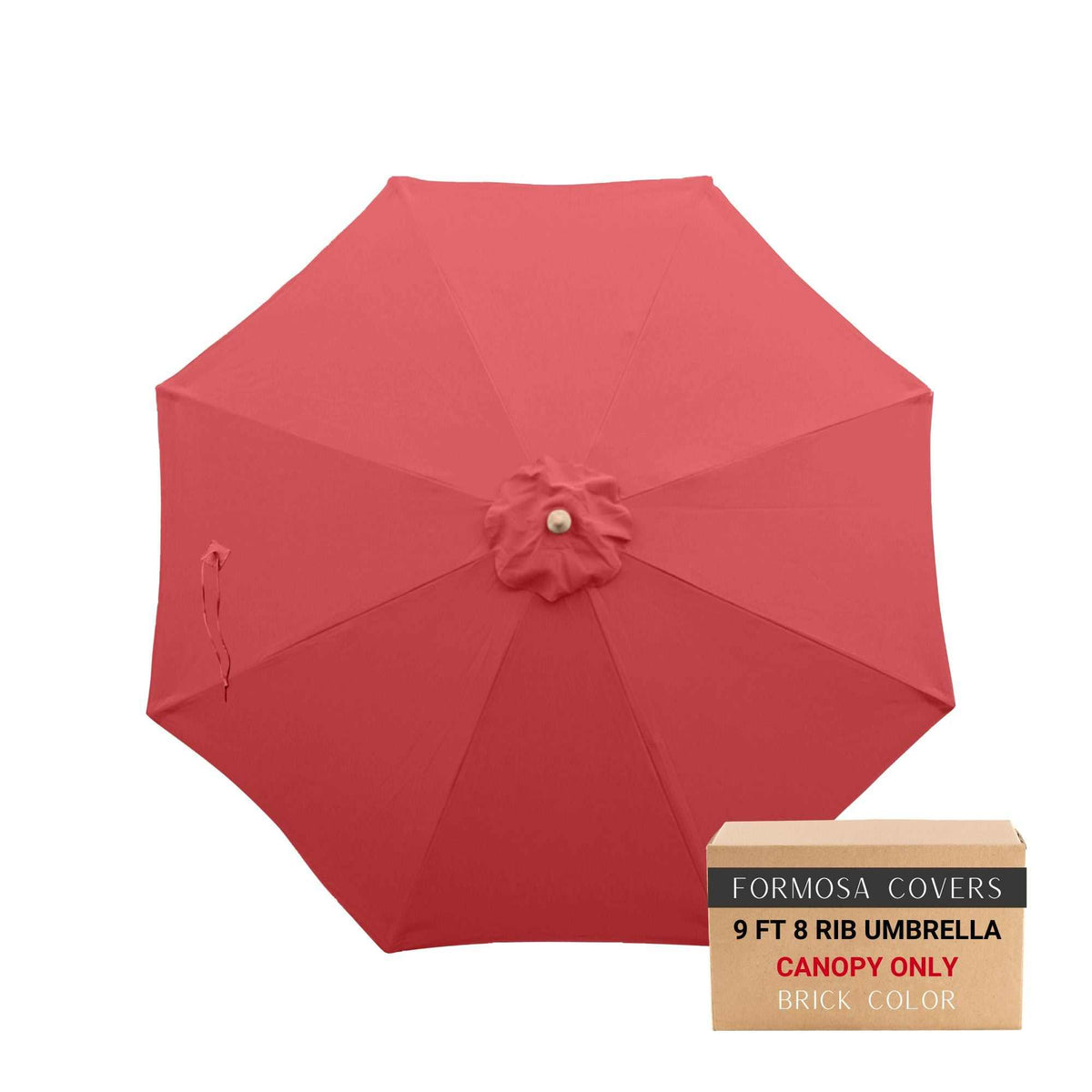 9ft market patio umbrella 8 rib replacement canopy in brick color, durable polyester, fits 52"-54" rib length.